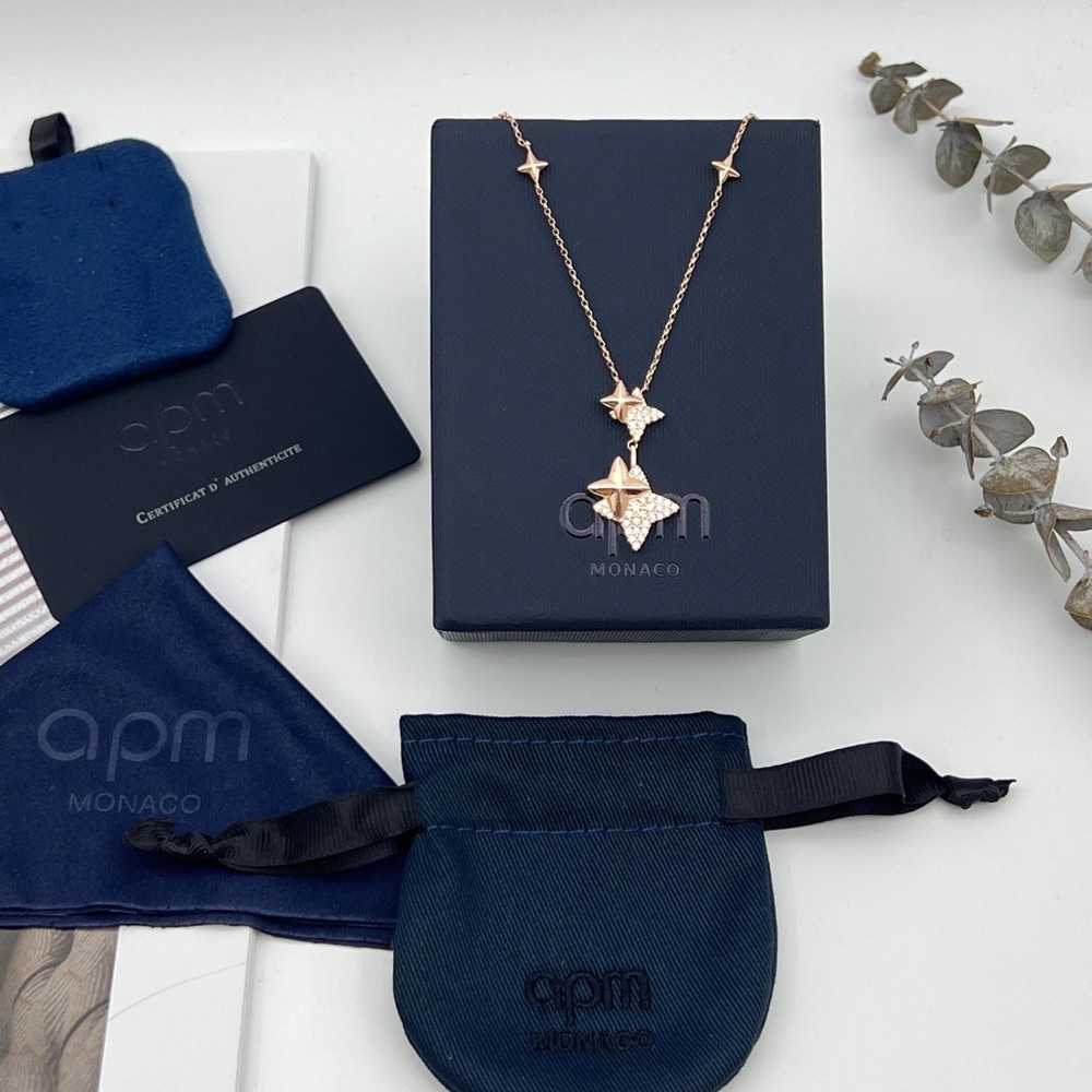 APM Monaco Double Meteor Rose Gold Adjustable Necklace